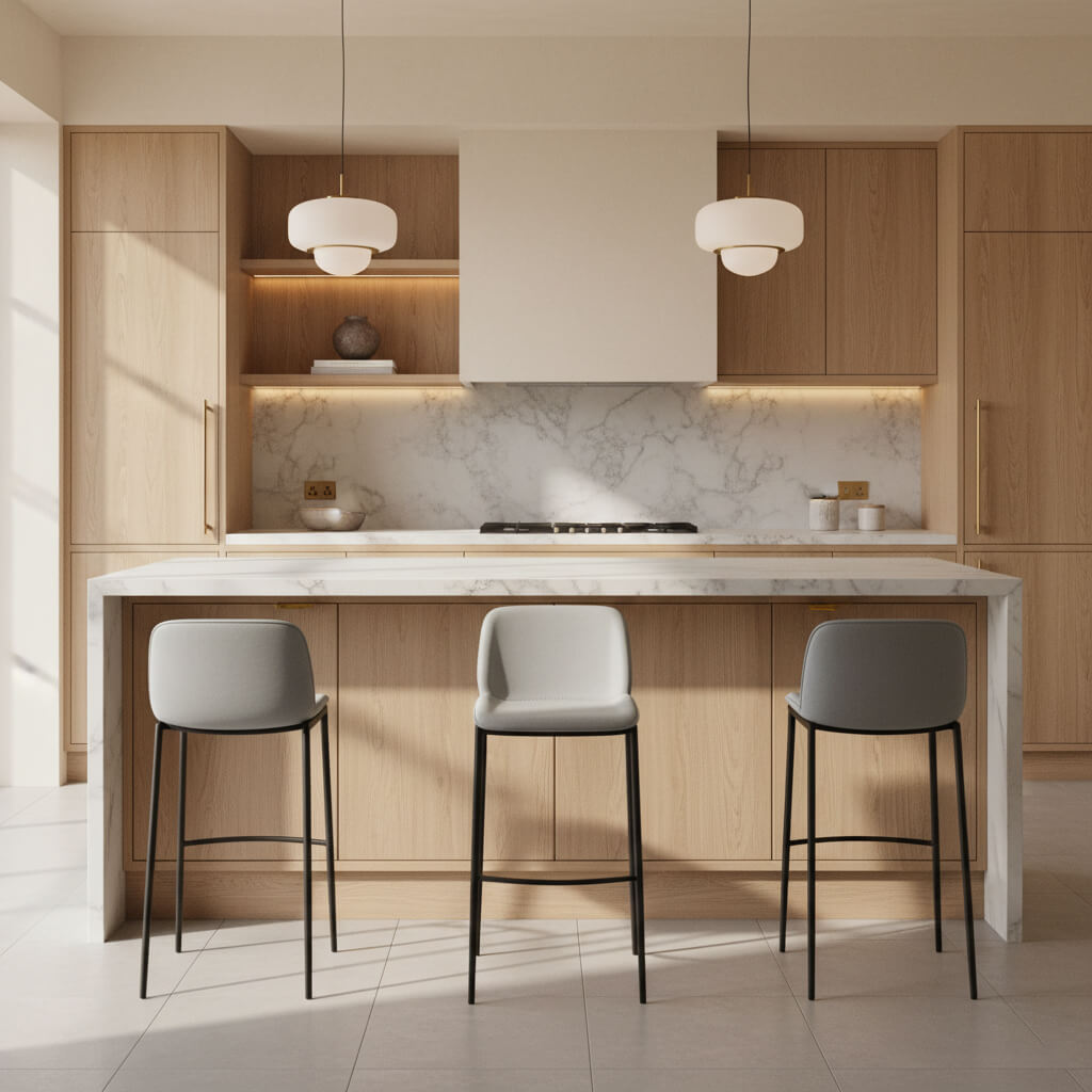 Σκαμπό μπαρ BS – microsuede– γκρι – για νησίδα κουζίνας – μοντέρνο