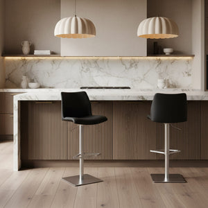 GB bar stool, faux leather, black, swivel, adjustable height