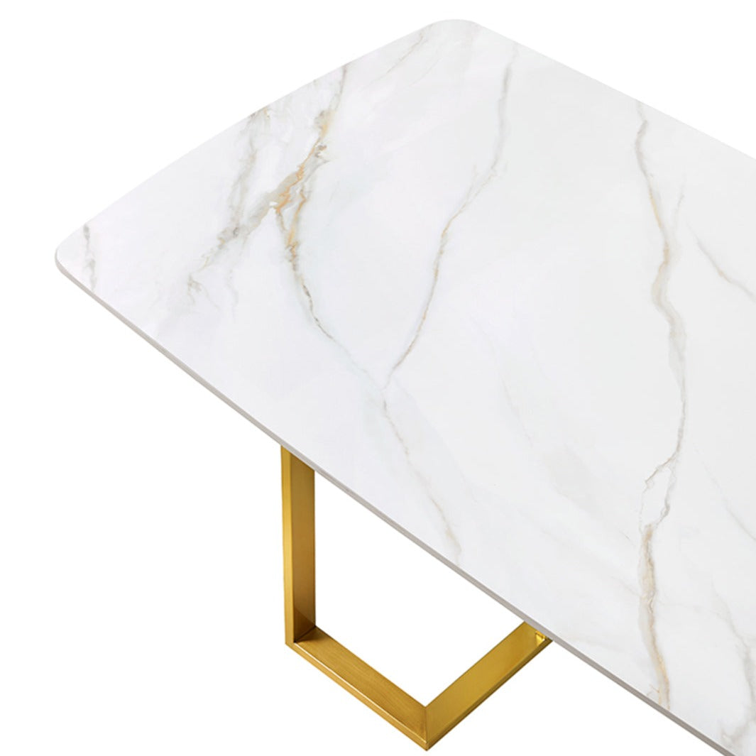 WHITE MARBLE DINING TABLE GOLD LEGS - Lux Furniture