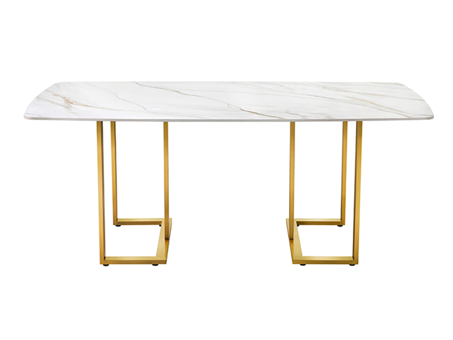 WHITE MARBLE DINING TABLE GOLD LEGS - Lux Furniture