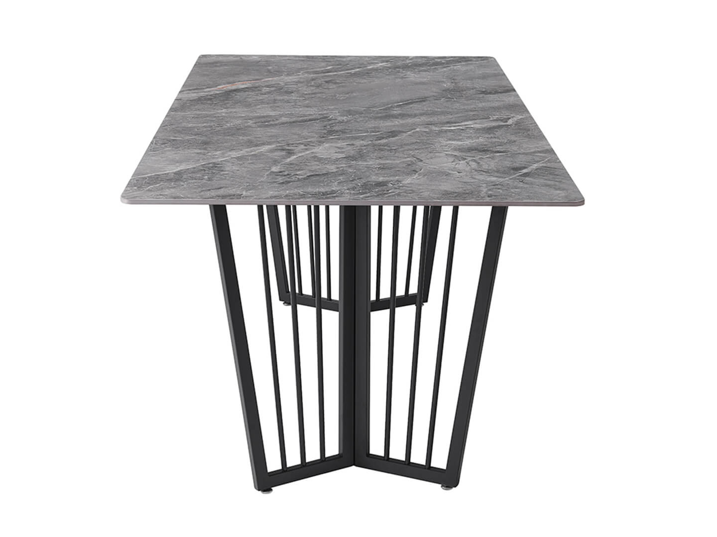 marble dining table grey top black legs - Lux Furniture