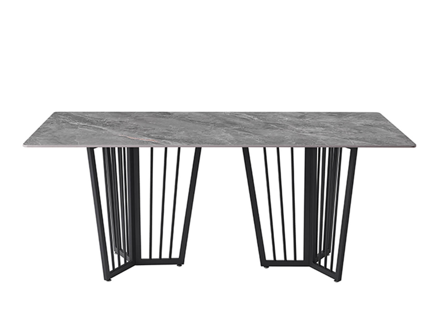 marble dining table grey top black legs - Lux Furniture