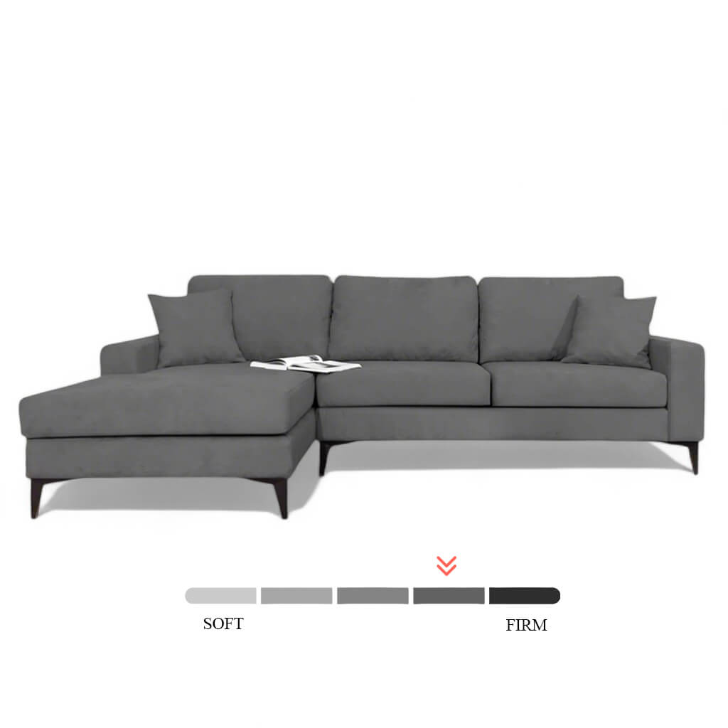 Γωνιακός καναπές Star – ύφασμα – σκούρο γκρι – με σεζλόνγκ – για σαλόνι. / Dark Grey