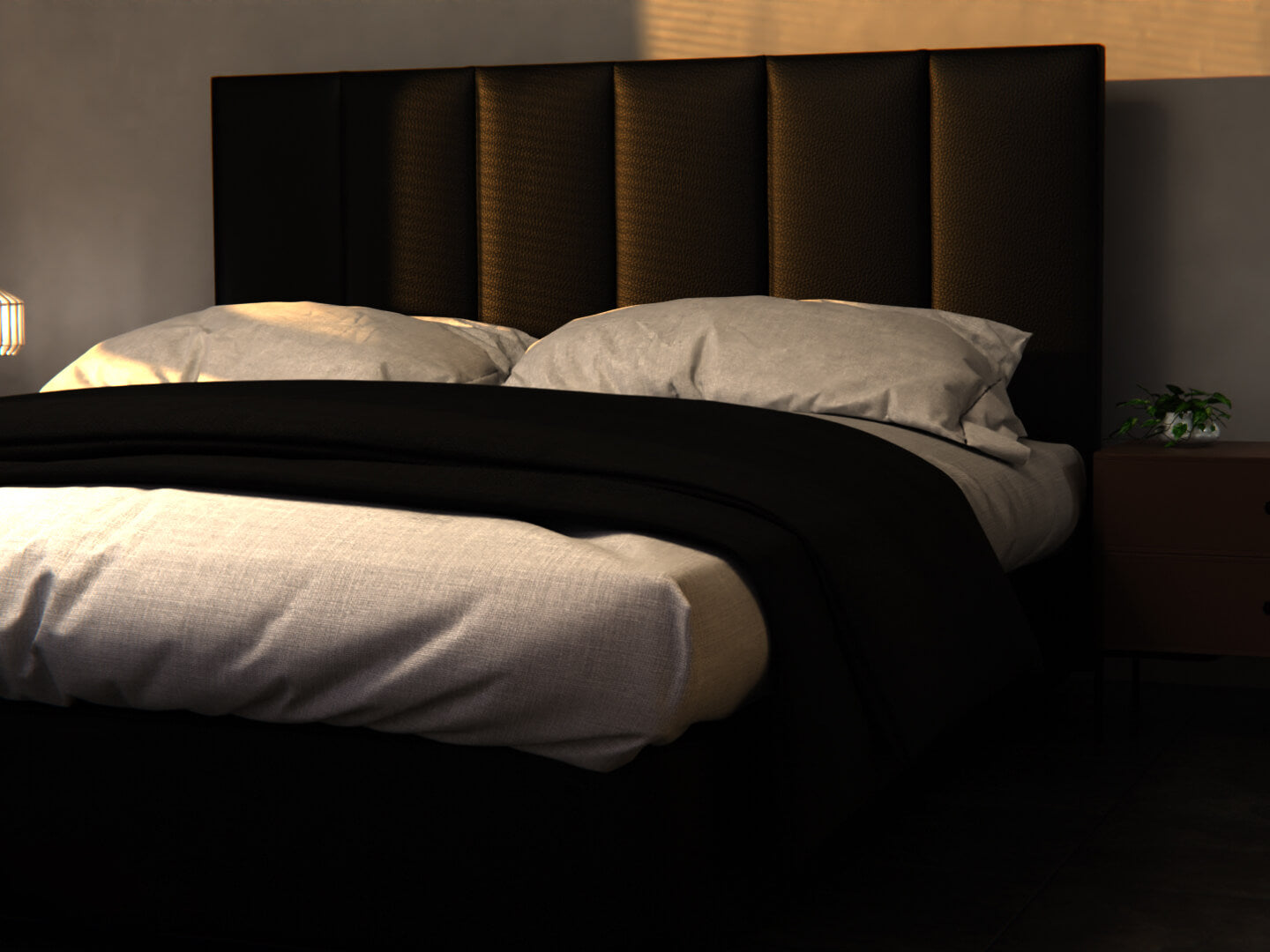 black bonded leather bedframe - Lux furniture