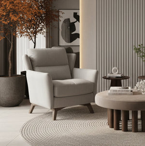 Variant armchair, microfiber fabric, light grey, for the living room, modern design / Light Grey