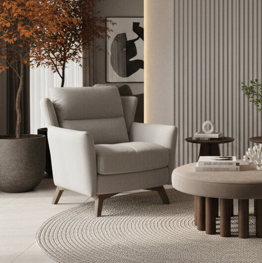 Variant armchair, microfiber fabric, light grey, for the living room, modern design / Light Grey