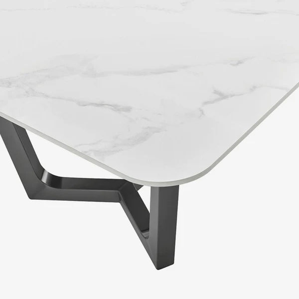 venetia coffee table white top black stainless steel base / black stainless steel