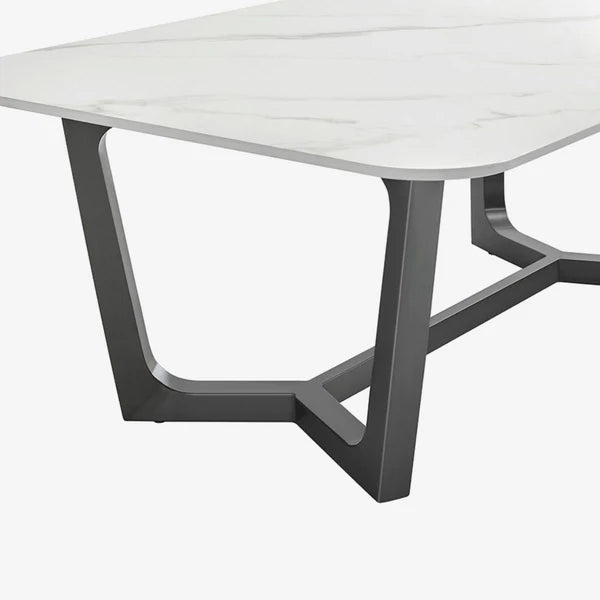 venetia coffee table white top black stainless steel base / black stainless steel