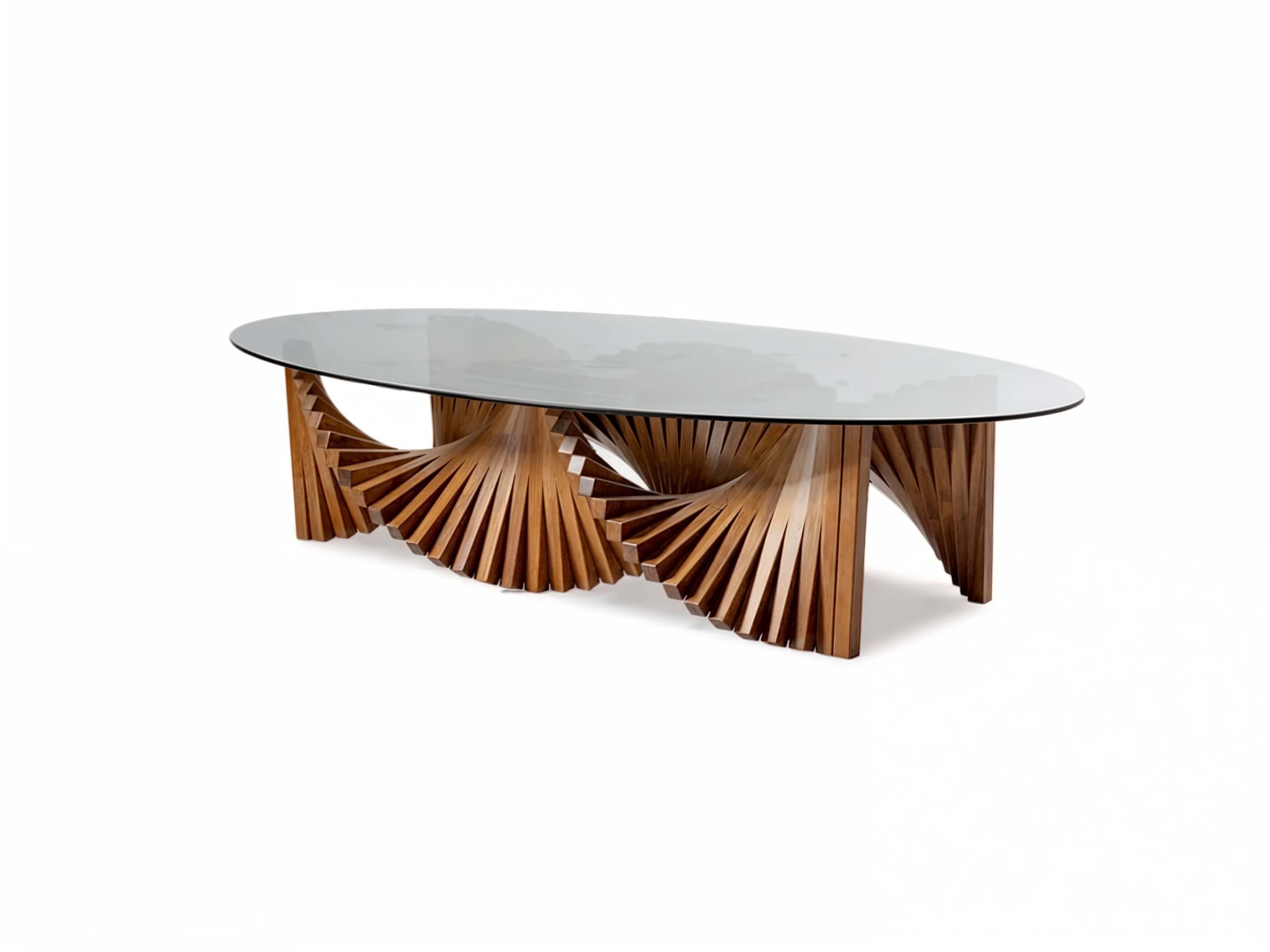 Coffee table glass top oval shape- LUX FURNITURE