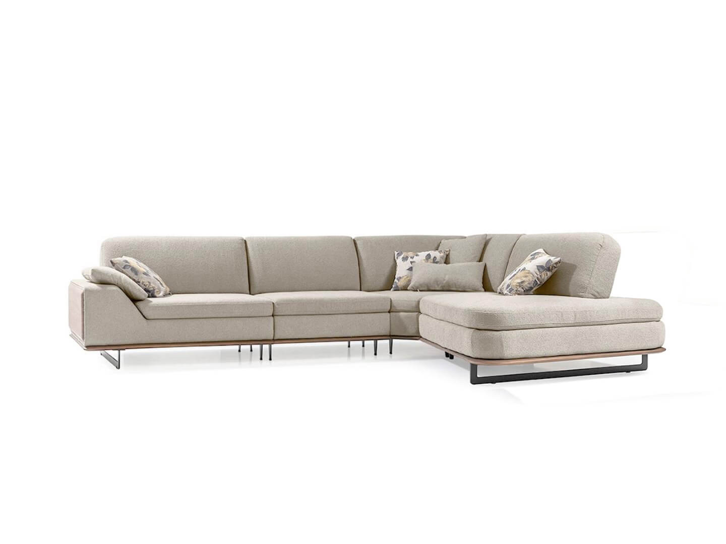 corner sofa zeus beige with movable back cushions / Beige