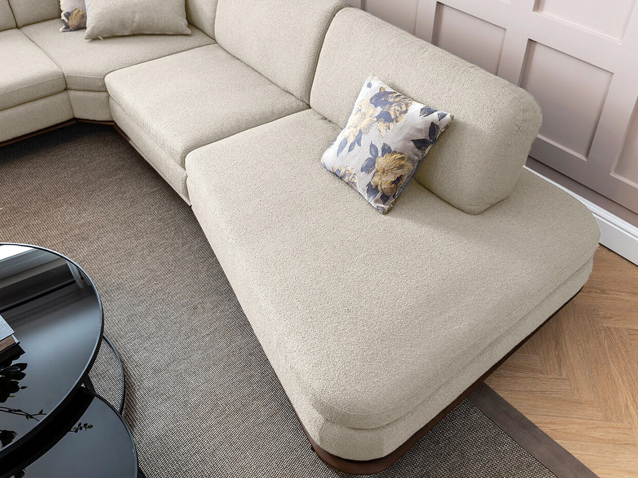 corner sofa zeus beige with movable back cushions - Lux Furniture