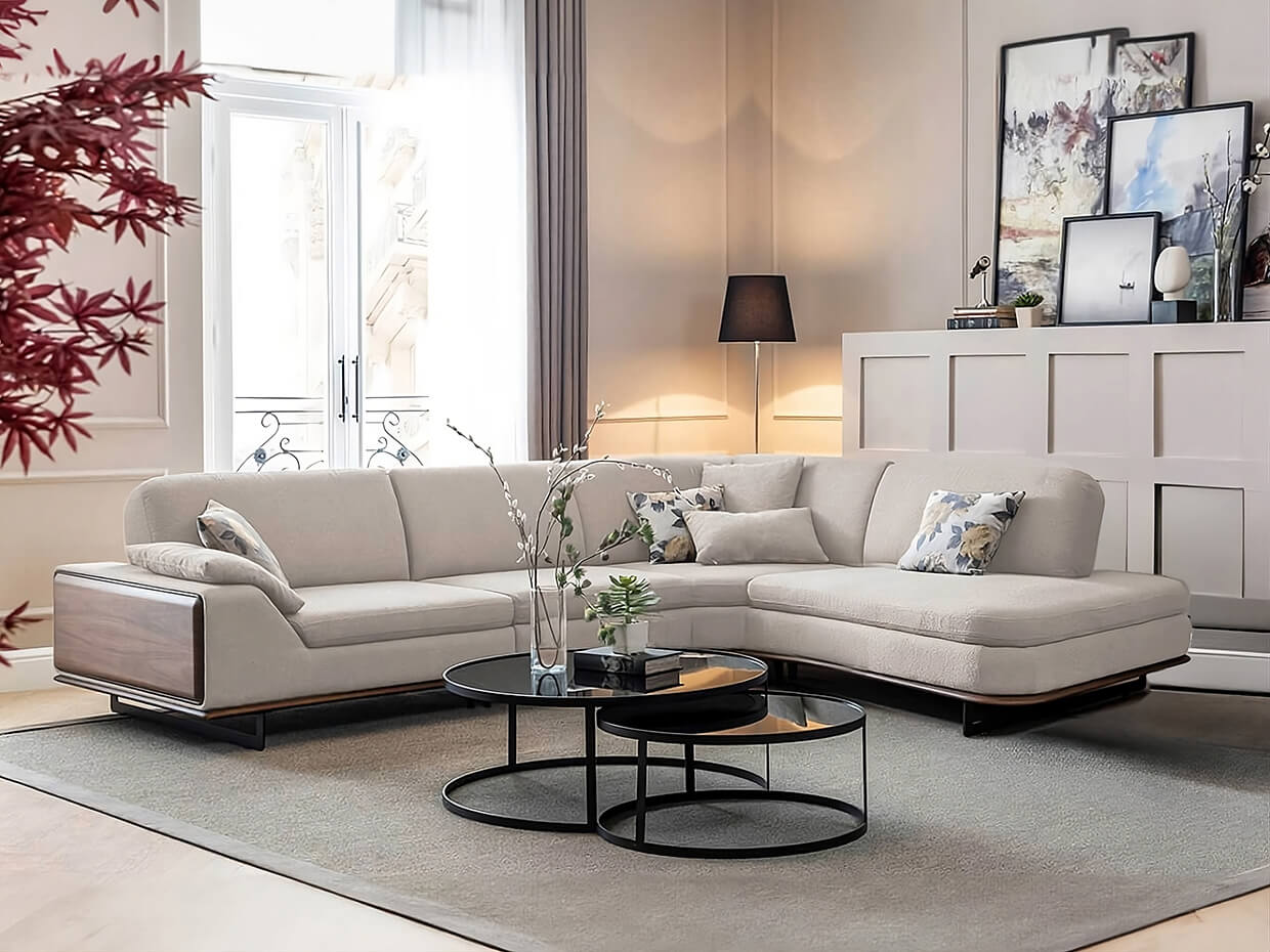zeus sectional ivory - Lux Furniture